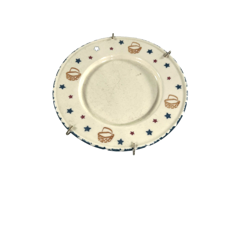 Buckeye Stoneware 7” Pillar Plate Stars & Basket USA Plate w/Hanger